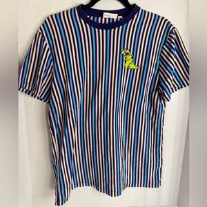 Nikelodeon Rugrats Reptar Embroidered Striped Shirt Unisex M 90s Retro Y2K Tee